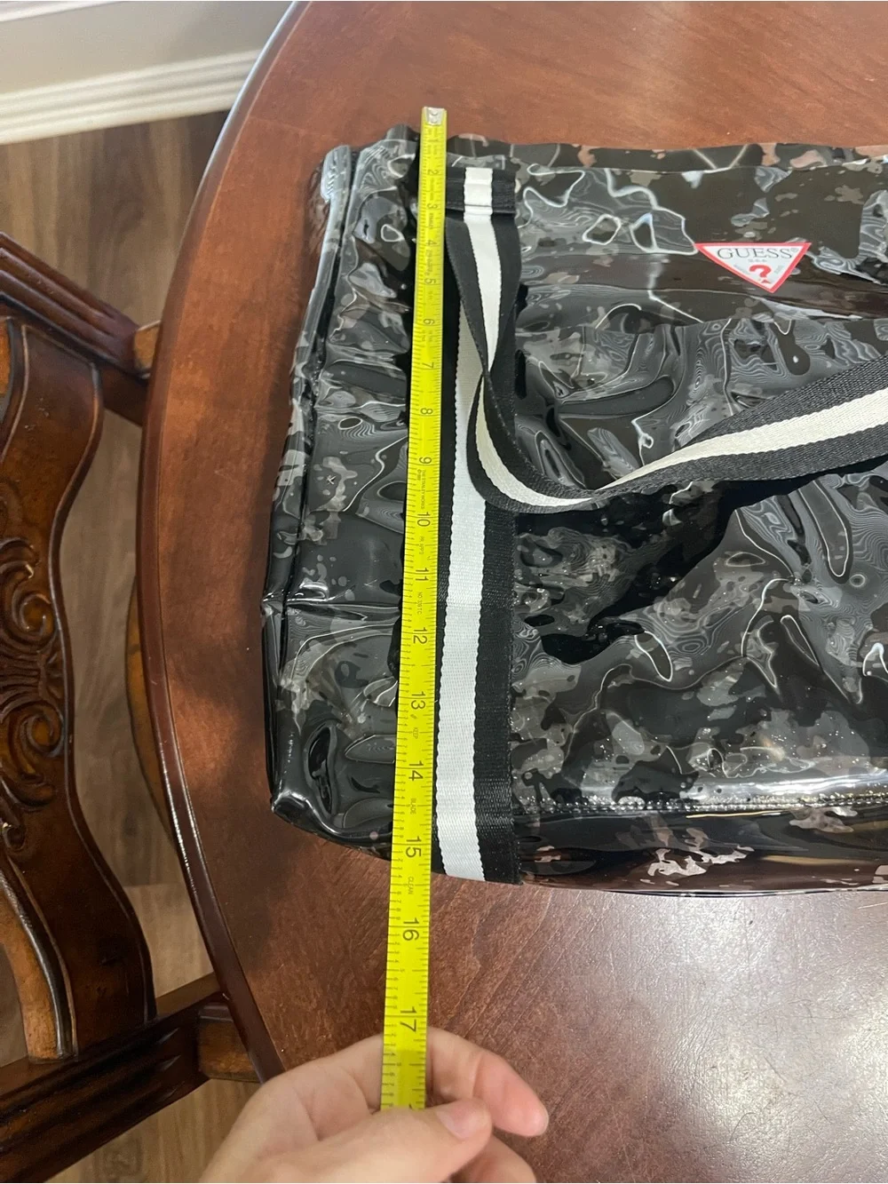 GUESS Clear Transparent Black PVC Tote y2k Beach Bag Shopping Festival Stadium
